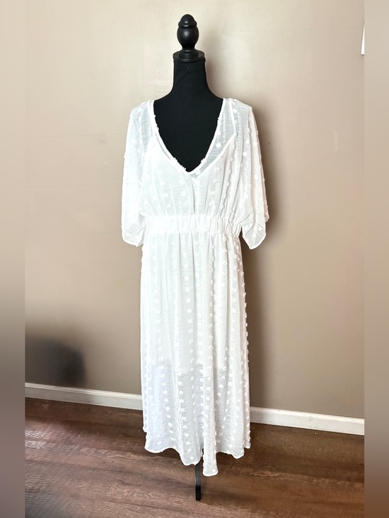 ARULA Dresses & Skirts - ARULA White Swiss Dot Maxi Dress beach semi-sheer vacation EUC boho sz A (XL)